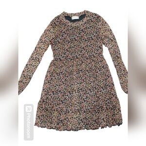 Altar'd State Brown Floral Knee Length Dress Small  Pink Mesh Goblin Grunge